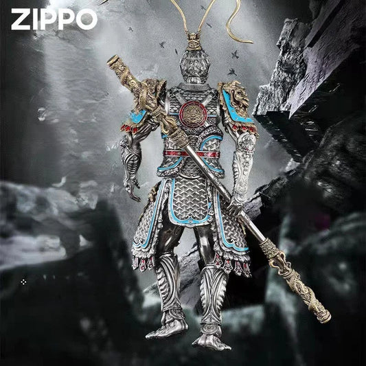 Sun Wukong Monkey King Luminous Zippo Double Armor Lighter Statue Gift