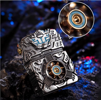 Double Armor Zippo Set - Dynamic Mecha Robot & Fidget Spinner - Luminous Sci-Fi Art Lighter