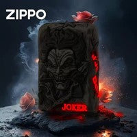 Double Armor Zippo Set - Luminous Joker "Why So Serious?" - Glow-in-the-Dark Custom Art Lighter
