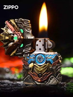 Double Armor Zippo Set - Dynamic Mecha Robot & Fidget Spinner - Luminous Sci-Fi Art Lighter