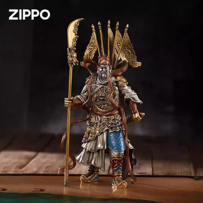 Zippo Lighter Guan Yu God of War Luminous Double Armor Copper Statue 30cm NEW