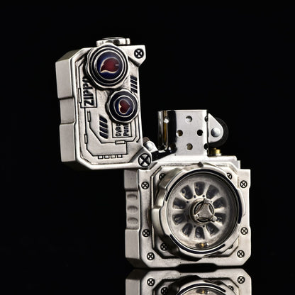 ZIPPO Armor Steampunk Gear Lighter – Glow-in-the-Dark Double Armor Set | Cyberpunk Design with Genuine Zippo Insert