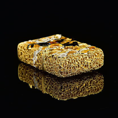 Double Armor Zippo Lighter – Lucky Horse & Fortune Coin Relief – Heavy Solid Brass Art Case