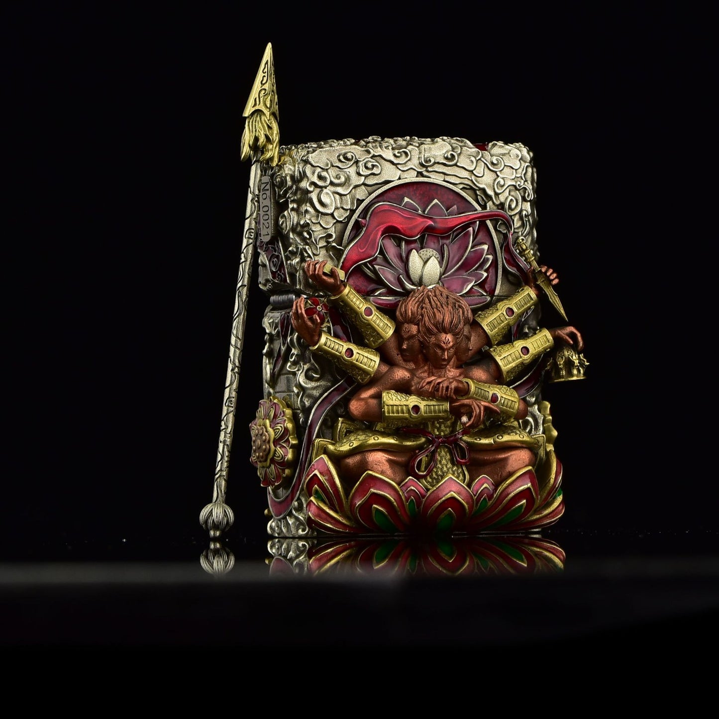 Zippo Double Armor Lighter – Luminous Dragon & Buddhist Deity Custom Brass Art Case