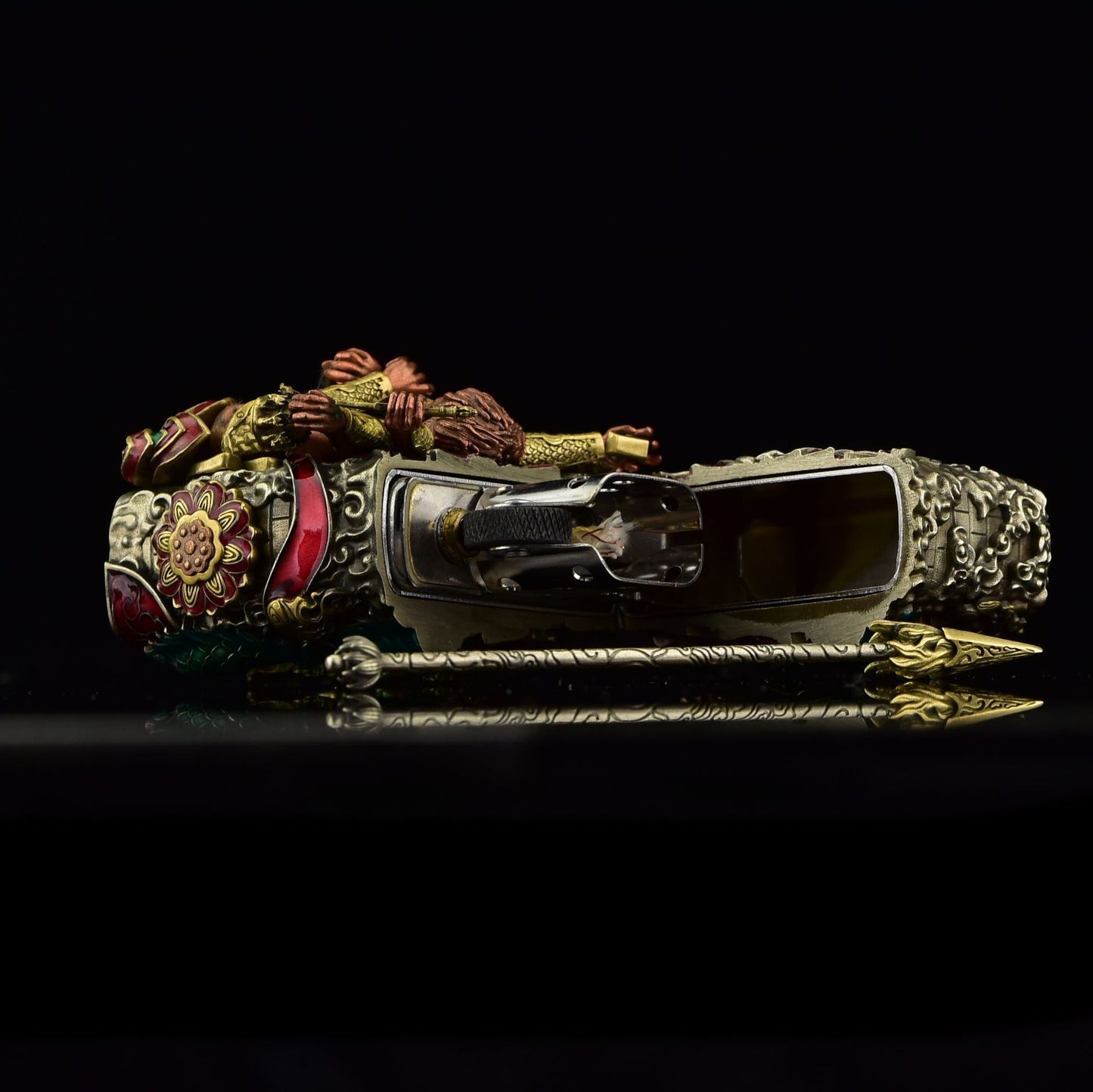 Zippo Double Armor Lighter – Luminous Dragon & Buddhist Deity Custom Brass Art Case