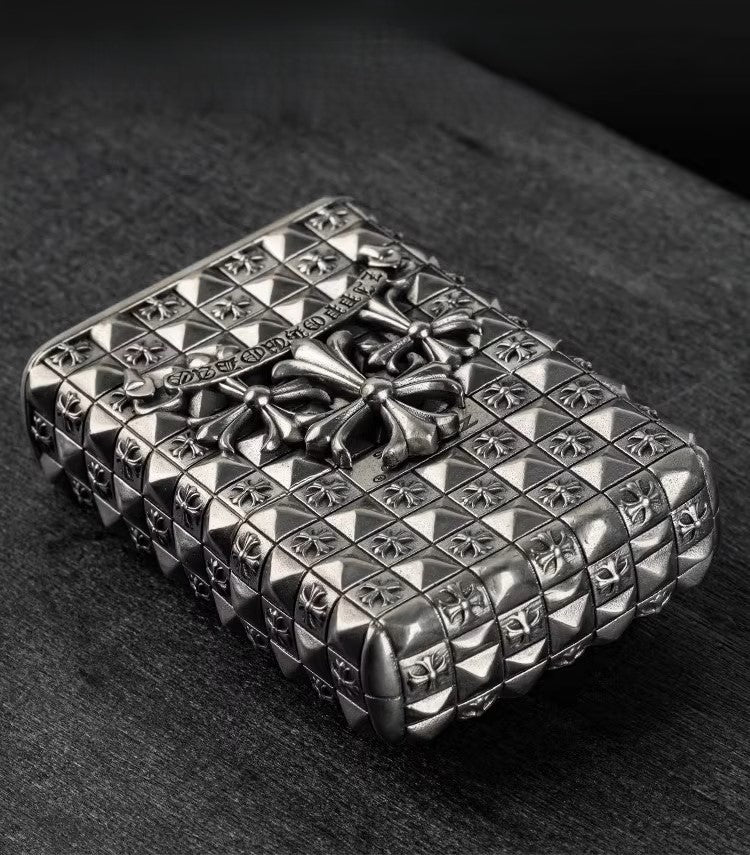 Zippo Armor Cross Flower - Double Armor Custom Set | Heavy Metal Gothic Design