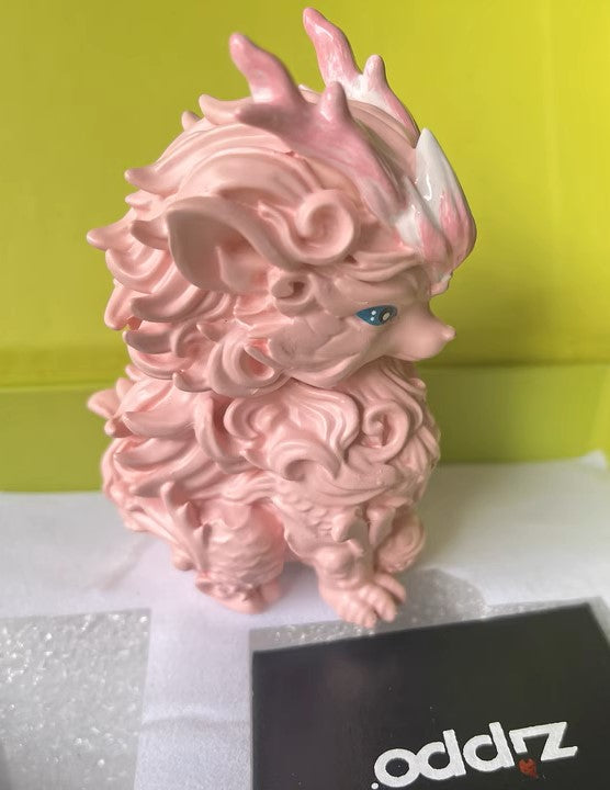 Double Armor Zippo Set - Pink Kirin Mythical Beast - Luminous Eyes Art Toy Custom Lighter