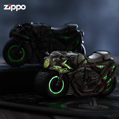 Zippo Lighter Cyberpunk Motorcycle Luminous Double Armor Brass Sci-Fi Gift NEW