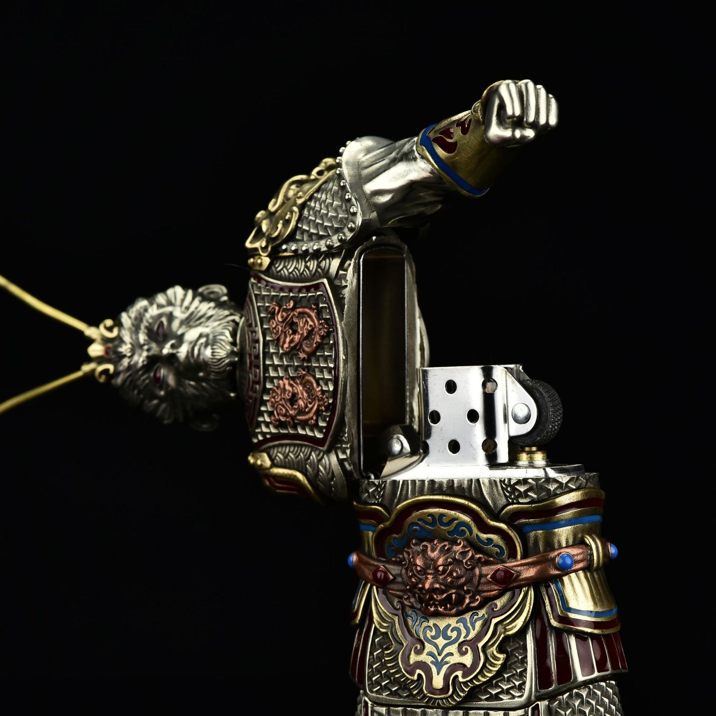 Sun Wukong Monkey King Zippo Double Armor Lighter Statue Figure Art Gift NEW