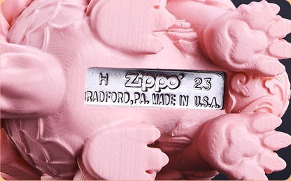 Double Armor Zippo Set - Pink Kirin Mythical Beast - Luminous Eyes Art Toy Custom Lighter