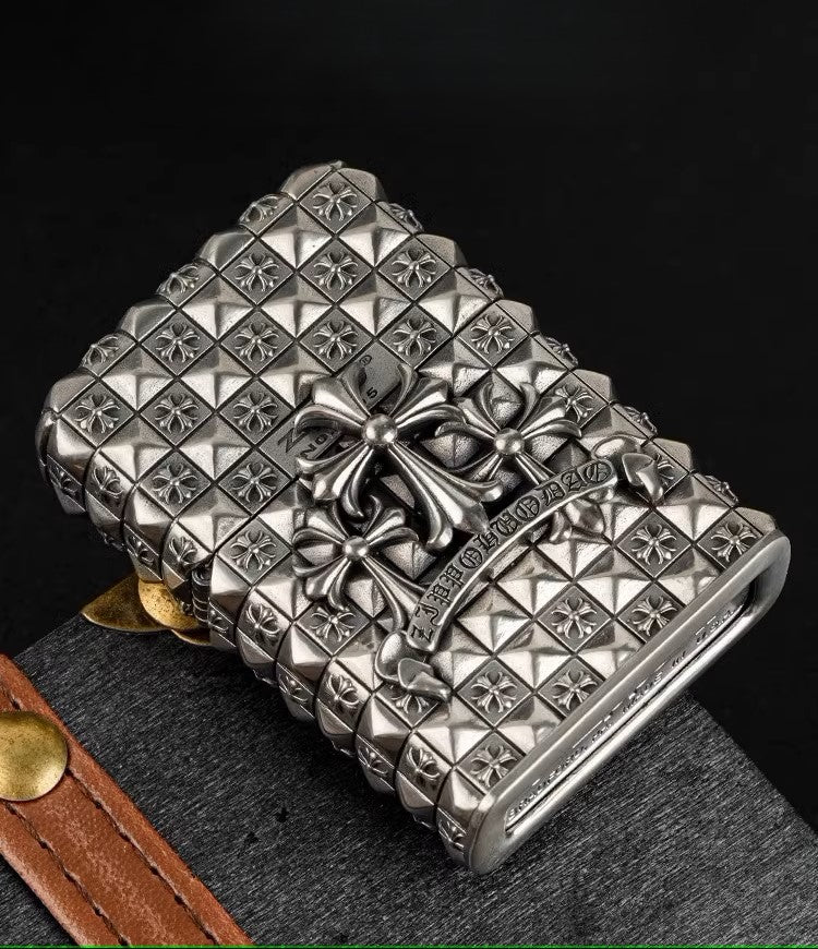 Zippo Armor Cross Flower - Double Armor Custom Set | Heavy Metal Gothic Design
