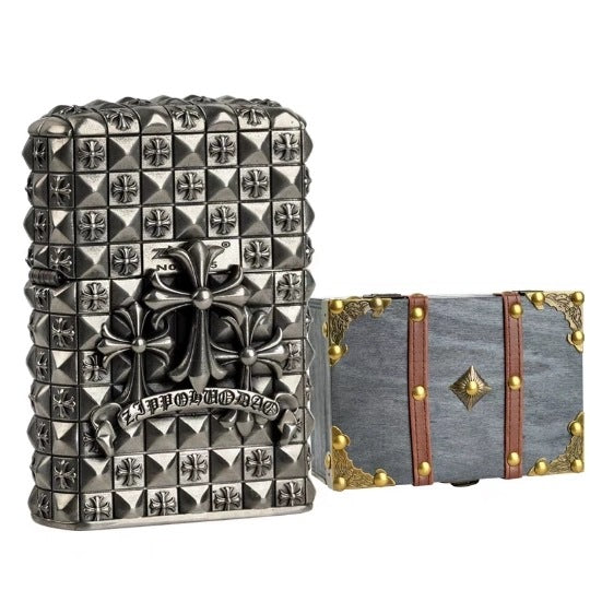 Zippo Armor Cross Flower - Double Armor Custom Set | Heavy Metal Gothic Design