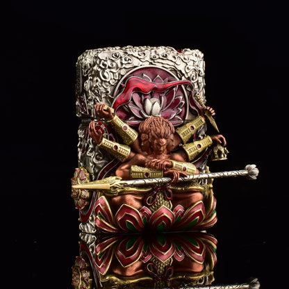 Zippo Double Armor Lighter – Luminous Dragon & Buddhist Deity Custom Brass Art Case
