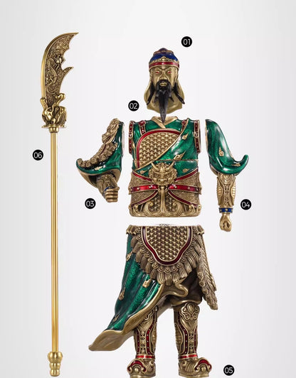 Guan Yu God of War ZIPPO Lighter Statue Qinglong Yanyue Dao Copper Glow Armor