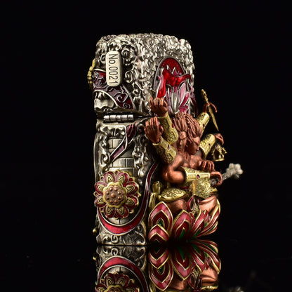 Zippo Double Armor Lighter – Luminous Dragon & Buddhist Deity Custom Brass Art Case