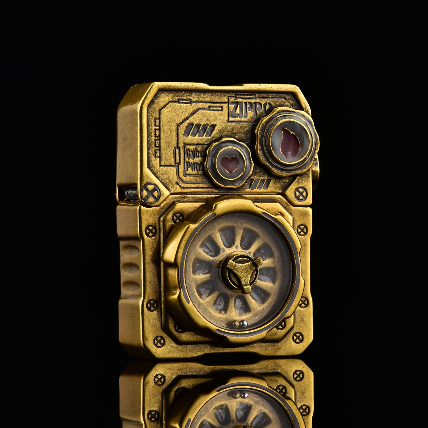 ZIPPO Armor Steampunk Gear Lighter – Glow-in-the-Dark Double Armor Set | Cyberpunk Design with Genuine Zippo Insert