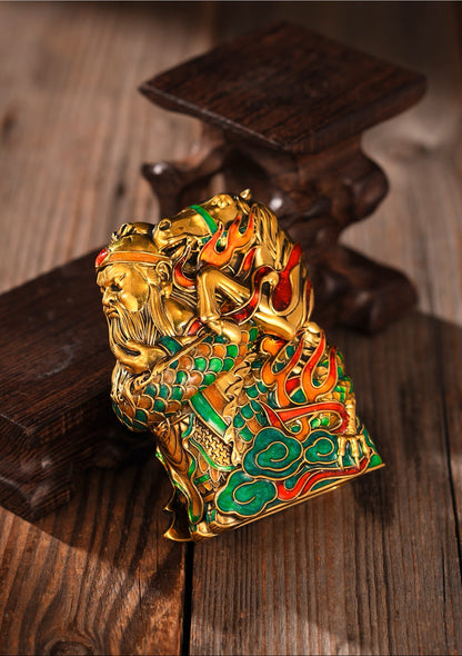 Zippo Lighter Set with Luminous 3D Guan Yu Art Armor Case | Glow-in-the-Dark | Collector’s Edition