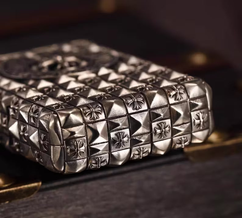 Zippo Armor Cross Flower - Double Armor Custom Set | Heavy Metal Gothic Design