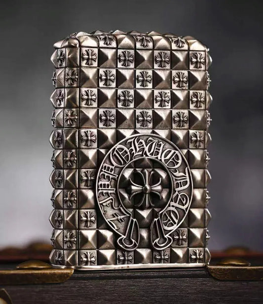 Zippo Armor Cross Flower - Double Armor Custom Set | Heavy Metal Gothic Design