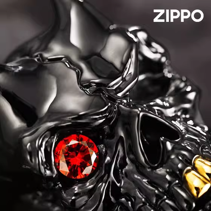 Authentic ZIPPO Double Armor Skull Lighter – Black Polished Finish