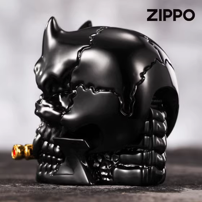 Authentic ZIPPO Double Armor Skull Lighter – Black Polished Finish