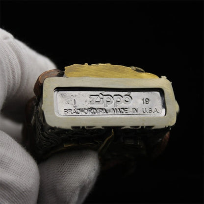 Luminous Medusa Gorgon Custom Armor Zippo Set - Glow-in-the-Dark Mythical Guardian Lighter