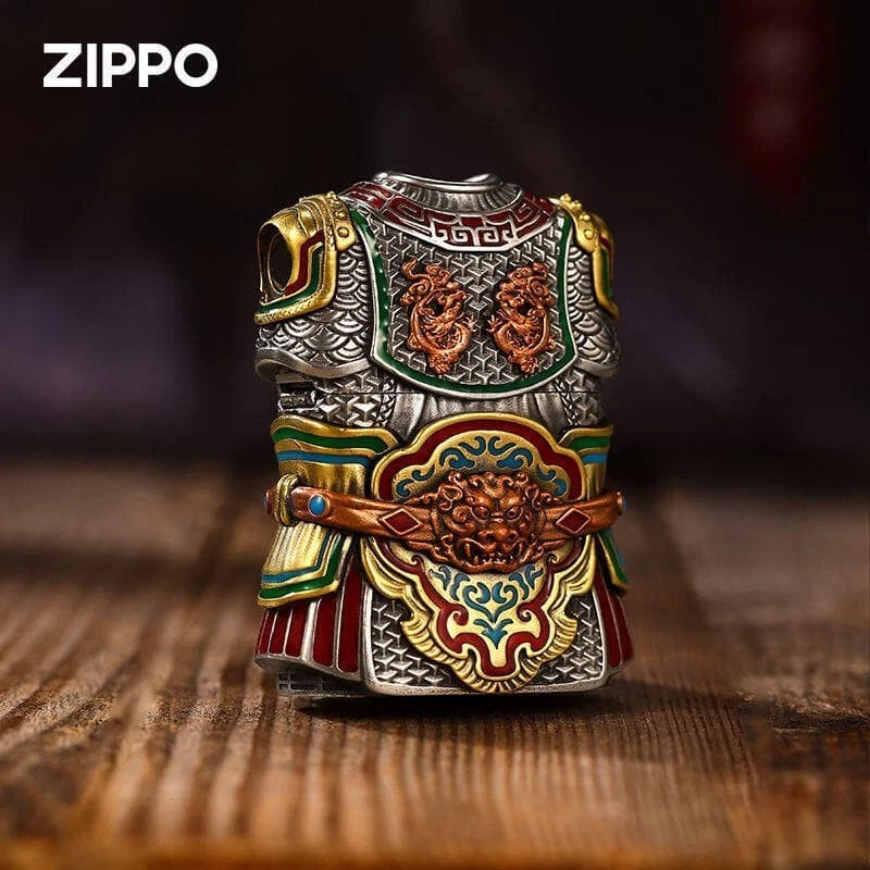 Luminous General Figure Armor &amp; Zippo Lighter, 369g Heavy, Chinese Warrior Art