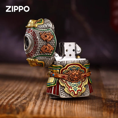Luminous General Figure Armor &amp; Zippo Lighter, 369g Heavy, Chinese Warrior Art