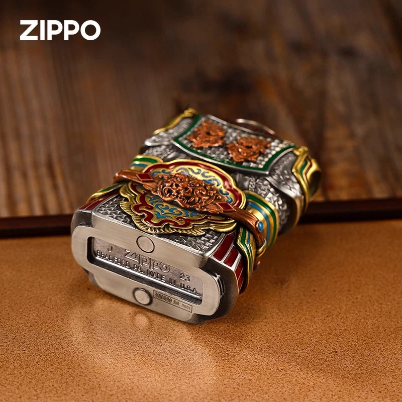 Luminous General Figure Armor &amp; Zippo Lighter, 369g Heavy, Chinese Warrior Art