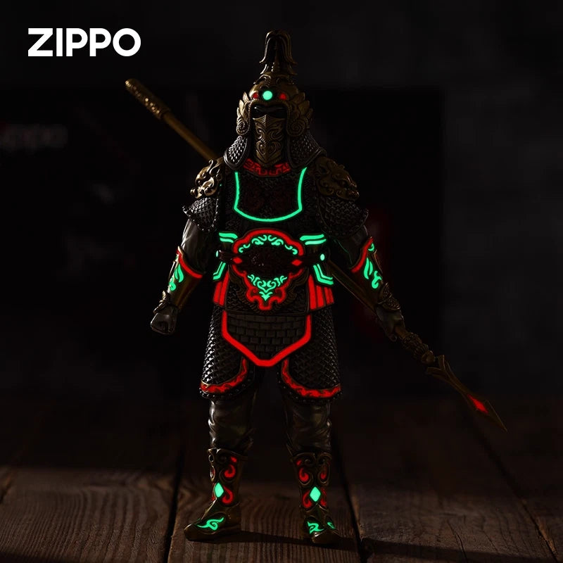 Luminous General Figure Armor &amp; Zippo Lighter, 369g Heavy, Chinese Warrior Art