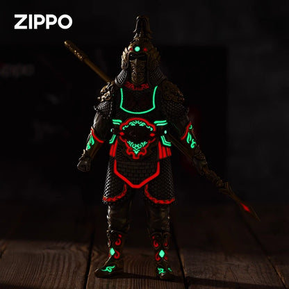 Luminous General Figure Armor &amp; Zippo Lighter, 369g Heavy, Chinese Warrior Art