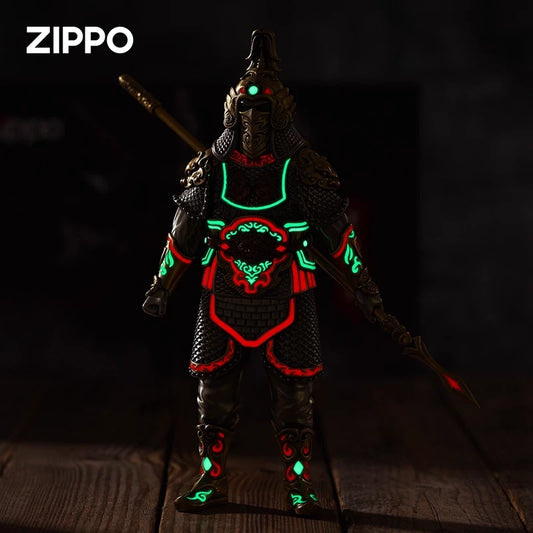 Luminous General Figure Armor &amp; Zippo Lighter, 369g Heavy, Chinese Warrior Art
