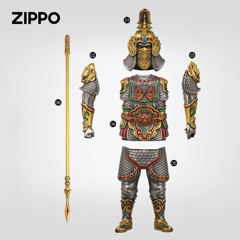 Luminous General Figure Armor &amp; Zippo Lighter, 369g Heavy, Chinese Warrior Art