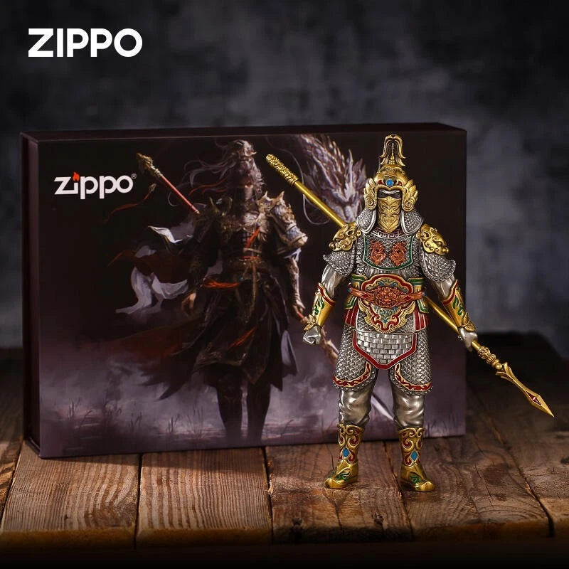 Luminous General Figure Armor &amp; Zippo Lighter, 369g Heavy, Chinese Warrior Art
