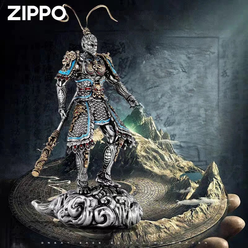 Sun Wukong Monkey King Luminous Zippo Double Armor Lighter Statue Gift
