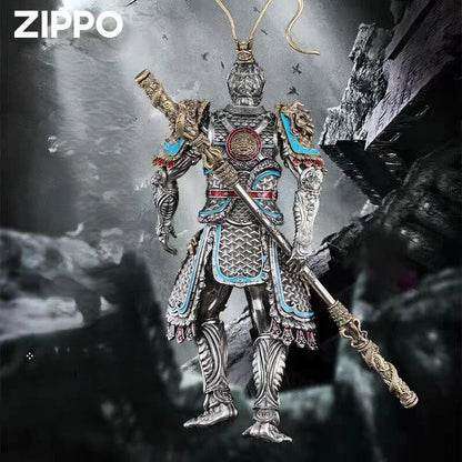 Sun Wukong Monkey King Luminous Zippo Double Armor Lighter Statue Gift