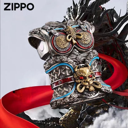 Sun Wukong Monkey King Luminous Zippo Double Armor Lighter Statue Gift