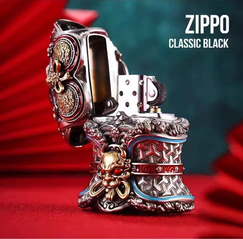 Sun Wukong Monkey King Luminous Zippo Double Armor Lighter Statue Gift