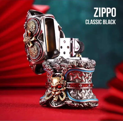 Sun Wukong Monkey King Luminous Zippo Double Armor Lighter Statue Gift