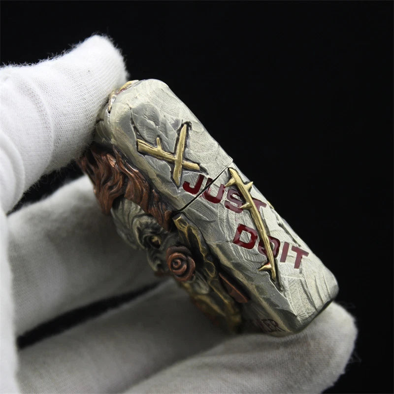 Double Armor Zippo Set - Luminous Joker "Why So Serious?" - Glow-in-the-Dark Custom Art Lighter