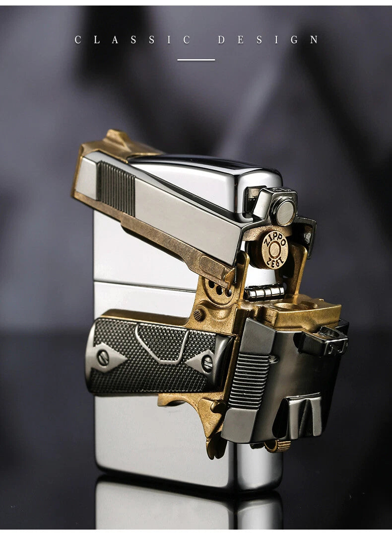 ZIPPO Gun Design Oil Lighter – Heavy Metal Custom Model | New