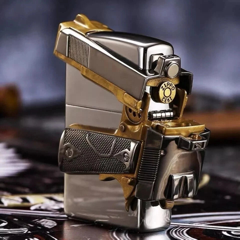 ZIPPO Gun Design Oil Lighter – Heavy Metal Custom Model | New