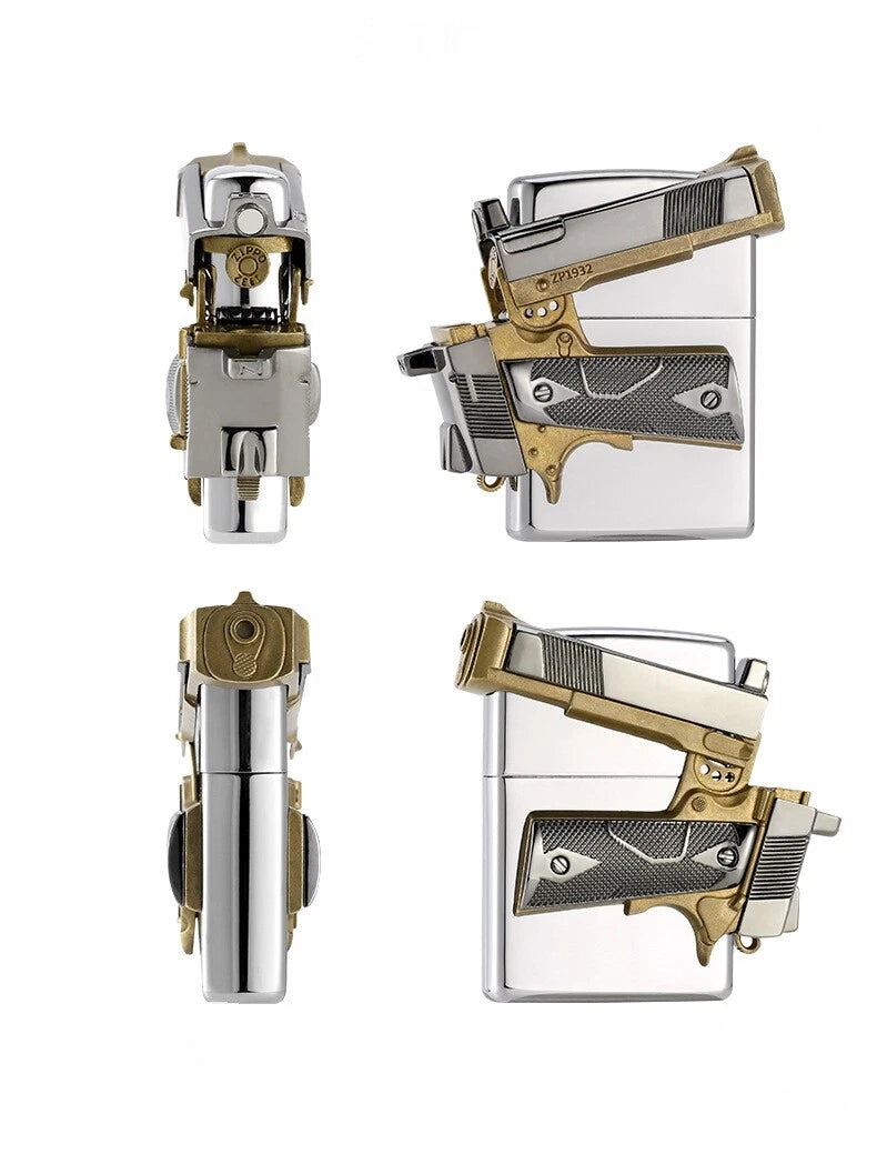 ZIPPO Gun Design Oil Lighter – Heavy Metal Custom Model | New