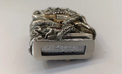 Zippo Armor Lighter with 3D Skull Revolver Luminous Custom Armor Case Set