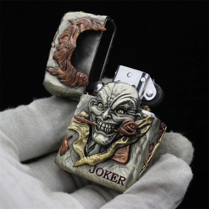 Double Armor Zippo Set - Luminous Joker "Why So Serious?" - Glow-in-the-Dark Custom Art Lighter