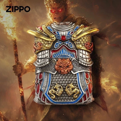 Zippo Lighter Sun Wukong Monkey King Double Armor Case Luminous Statue