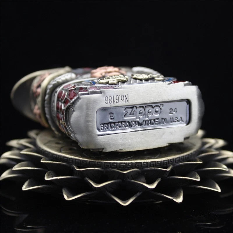 Zippo Lighter Sun Wukong Monkey King Double Armor Case Luminous Statue