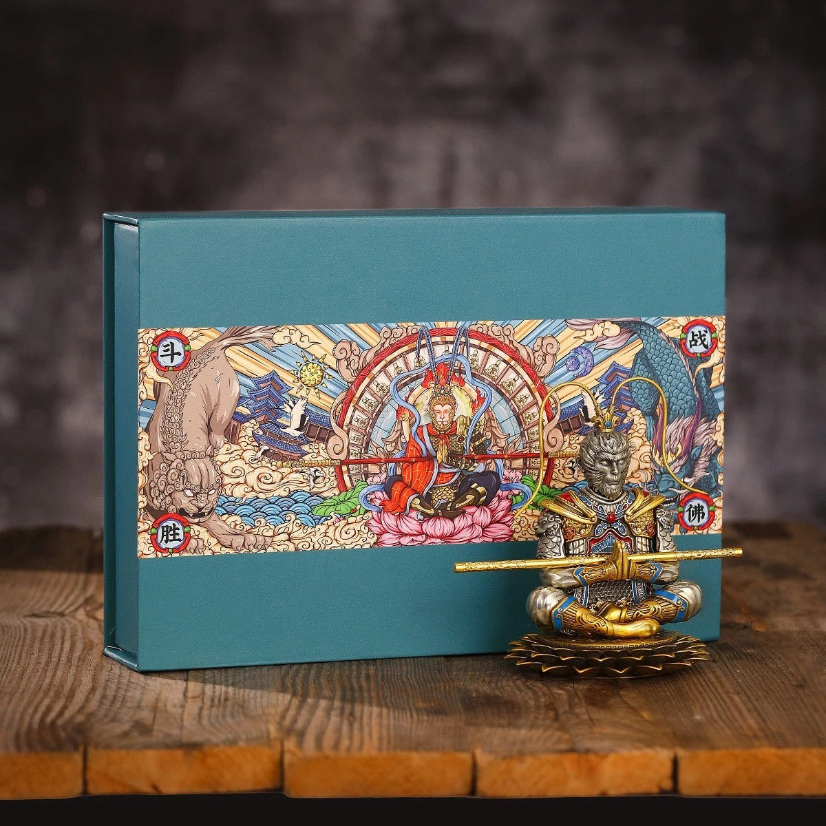 Zippo Lighter Sun Wukong Monkey King Double Armor Case Luminous Statue