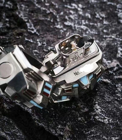 Gundam Style Mecha Robot Luminous Zippo Double Armor Lighter Statue Art Gift