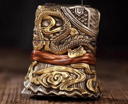 Zippo Lighter Guan Yu God of War Luminous Double Armor Copper Statue 30cm NEW